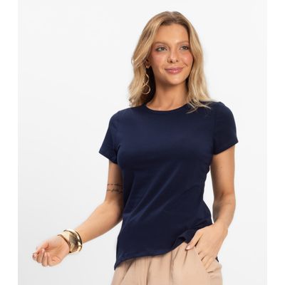 Blusa Feminina Cotton Leve Básica Rovitex Azul G / Azul