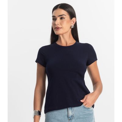 Blusa Feminina Cotton Leve Básica Rovitex Azul G / Azul