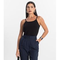 Blusa de Alça Feminina Viscotorcion Básica Rovitex Preto