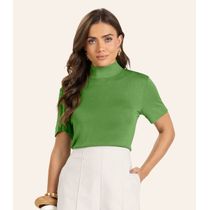Blusa Feminina Gola Alta ViscoTrico Básica Endless Verde