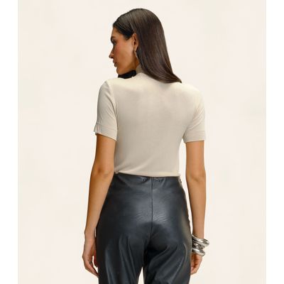 Blusa Feminina Gola Alta ViscoTrico Básica Endless Bege P / Bege