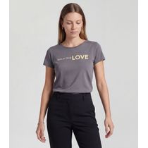 Blusa Feminina Cotton Com Estampa Infinita Cor Cinza
