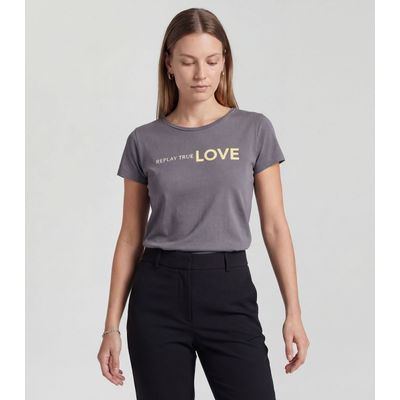 Blusa Feminina Cotton Com Estampa Infinita Cor Cinza M / Cinza