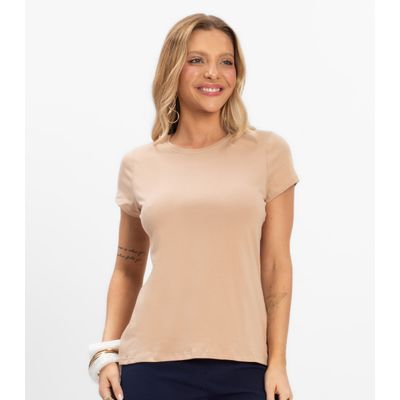 Blusa Feminina Cotton Leve Básica Rovitex Bege GG / Bege