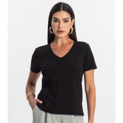 Blusa Básica Feminina Meia Malha Rovitex Preto M / Preto