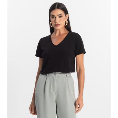 Blusa Básica Feminina Meia Malha Rovitex Preto M / Preto