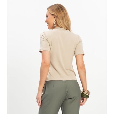 Blusa Feminina Básica em Malha Visco Rovitex Bege P / Bege