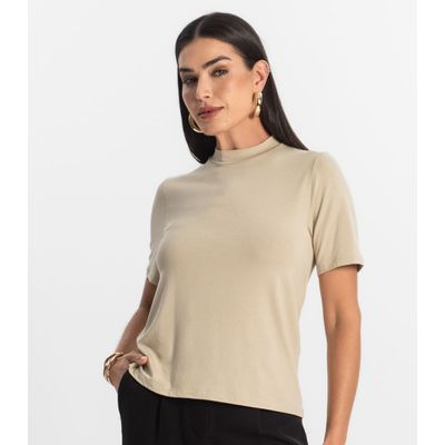 Blusa Feminina Básica em Malha Visco Rovitex Bege GG / Bege