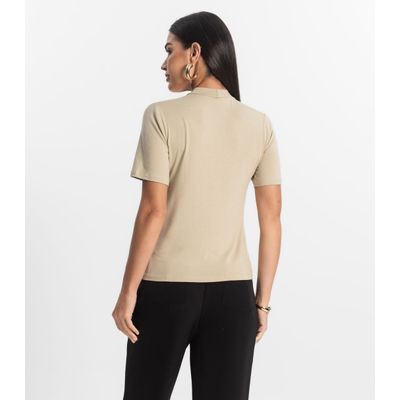 Blusa Feminina Básica em Malha Visco Rovitex Bege GG / Bege