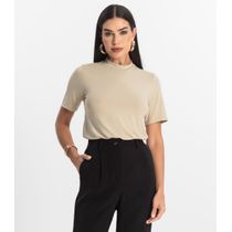 Blusa Feminina Básica em Malha Visco Rovitex Bege