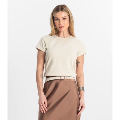 Blusa Feminina Cotton Leve Básica Rovitex Bege G / Bege
