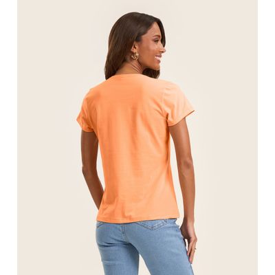 Blusa Feminina Cotton Leve Básica Rovitex Laranja M / Laranja