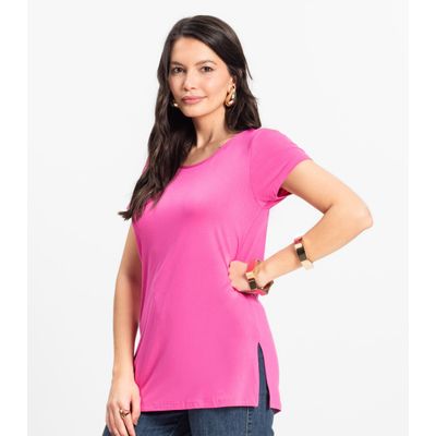 Blusa Básica Alongada Feminina Rovitex Rosa P / Rosa