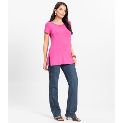 Blusa Básica Alongada Feminina Rovitex Rosa P / Rosa