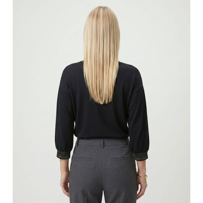 Blusa Feminina Ampla Manga 3/4 Viscose Endless Preto G / Preto