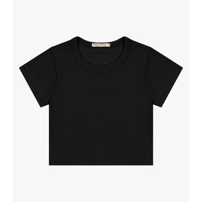 Blusa Cropped Infantil Ribana Canelada Trick Nick Preto 10 / Preto