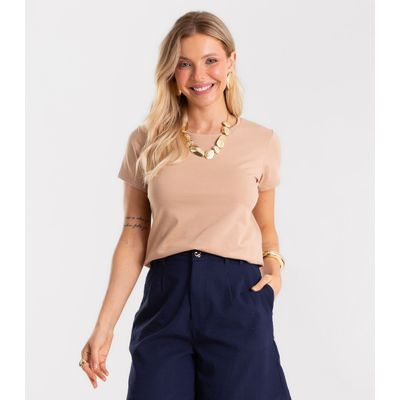 Blusa Feminina Cotton Leve Básica Rovitex Marrom P / Marrom