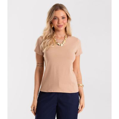 Blusa Feminina Cotton Leve Básica Rovitex Marrom G / Marrom