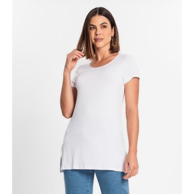 Blusa Básica Alongada Feminina Rovitex Branco GG / Branco