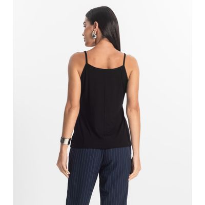 Blusa de Alça Feminina Viscotorcion Básica Rovitex Preto GG / Preto
