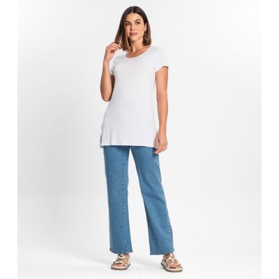 Blusa Básica Alongada Feminina Rovitex Branco G / Branco