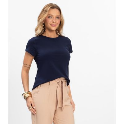 Blusa Feminina Cotton Leve Básica Rovitex Azul M / Azul
