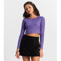 Blusa Cropped Juvenil Manga Longa Minty Roxo
