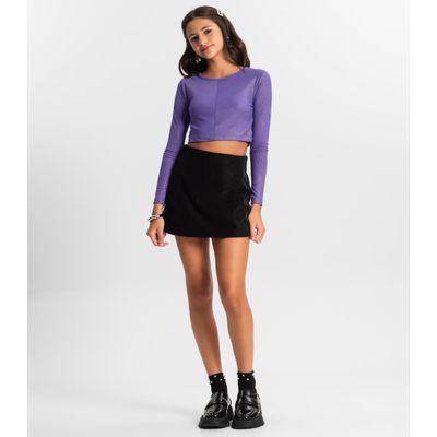 Blusa Cropped Juvenil Manga Longa Minty Roxo 18 / Roxo