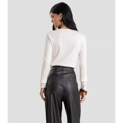 Blusa Feminina Canelada com Rebites Dianna Bege PP / Bege