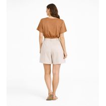 Blusa Feminina Elástico Na Cintura Infinita Cor Bege