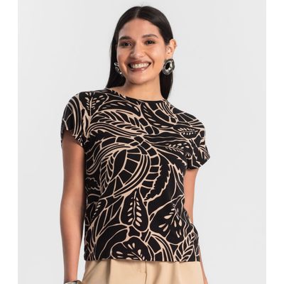 Blusa Feminina Estampada Rovitex Preto GG / Preto