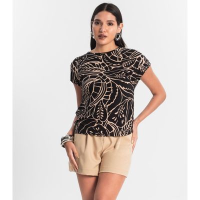 Blusa Feminina Estampada Rovitex Preto P / Preto