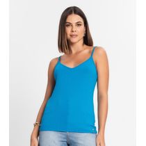 Blusa De Alça Feminina Ribana Canelada Rovitex Azul