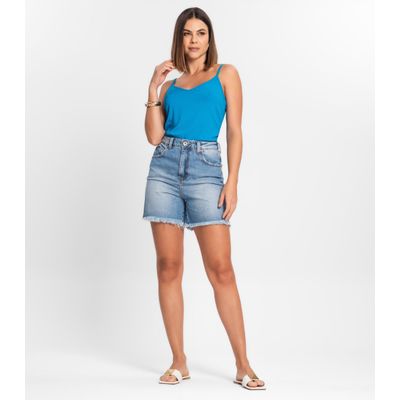 Blusa De Alça Feminina Ribana Canelada Rovitex Azul P / Azul