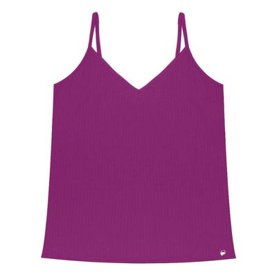 Blusa De Alça Feminina Ribana Canelada Rovitex Roxo G / Roxo