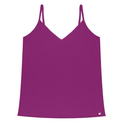 Blusa De Alça Feminina Ribana Canelada Rovitex Roxo G / Roxo