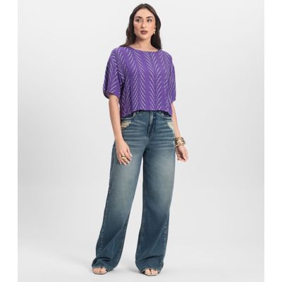 Blusa Feminina Estampada Infinita Cor Lilás G / Lilás