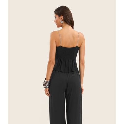 Blusa de Alça Feminina Viscose Creponada Endless Preto GG / Preto