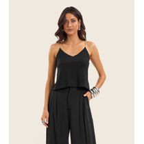 Blusa de Alça Feminina Viscose Creponada Endless Preto
