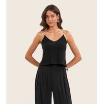 Blusa de Alça Feminina Viscose Creponada Endless Preto
