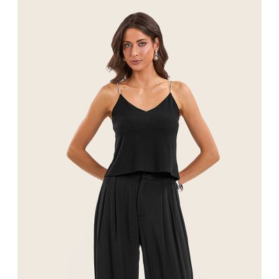Blusa de Alça Feminina Viscose Creponada Endless Preto GG / Preto