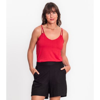 Blusa De Alça Semi Acabada Malha Delicate Rovitex Vermelho M / Vermelho