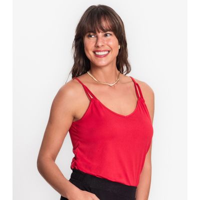 Blusa De Alça Semi Acabada Malha Delicate Rovitex Vermelho M / Vermelho