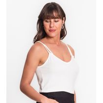 Blusa De Alça Semi Acabada Malha Delicate Rovitex Bege