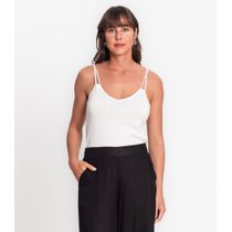 Blusa De Alça Semi Acabada Malha Delicate Rovitex Bege