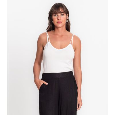Blusa De Alça Semi Acabada Malha Delicate Rovitex Bege M / Bege