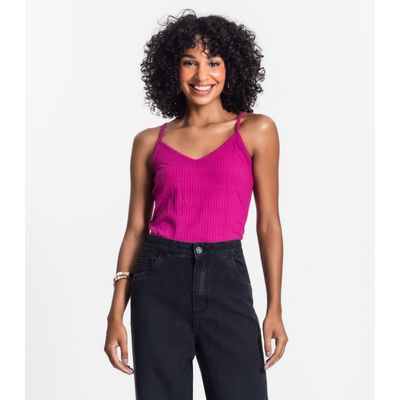 Blusa De Alça Feminina Ribana Canelada Rovitex Roxo P / Roxo