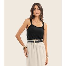 Blusa de Alça Feminina Visco Maquinetada Endless Preto