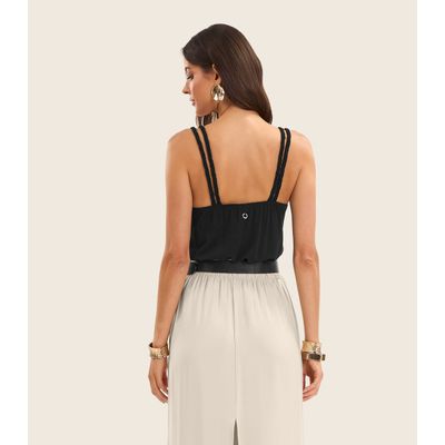 Blusa de Alça Feminina Visco Maquinetada Endless Preto GG / Preto