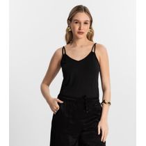Blusa De Alça Semi Acabada Malha Delicate Rovitex Preto